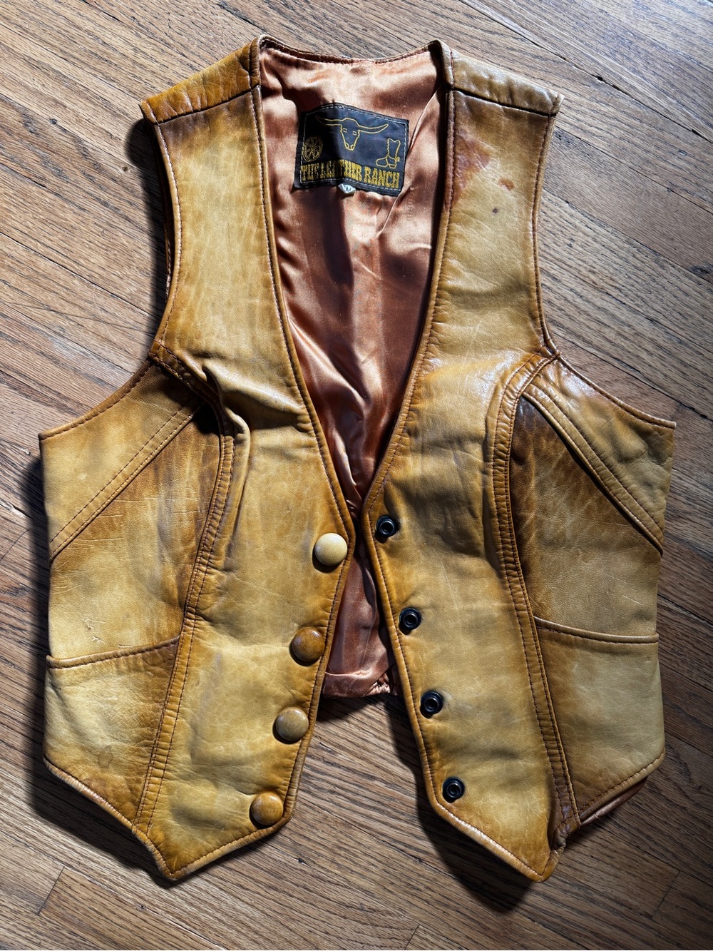Leather Vest - Tan Western Style Vintage